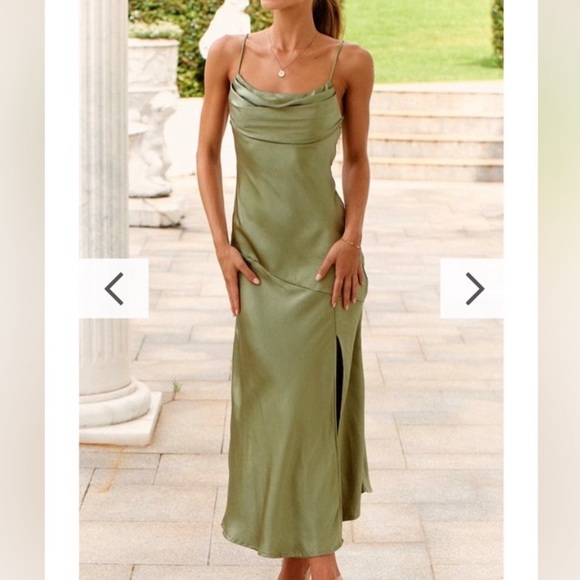 Billy J Celina Midi Dress - Olive NWT Size 12 - Picture 3 of 8